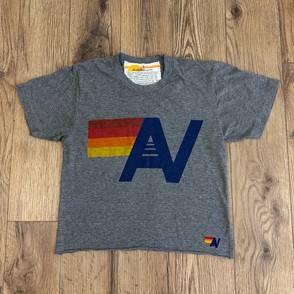 Aviator Nation Tops - Aviator Nation Women's Logo Tee Size Small In Heather Grey